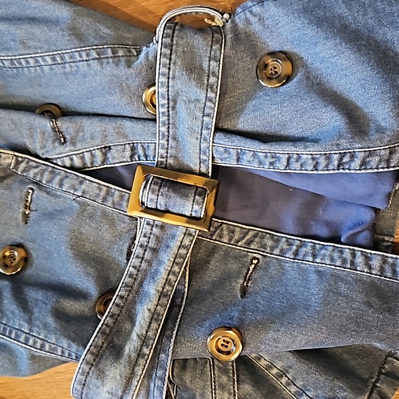 Zara denim trench short 3/4 sleeve small - Picture 3 of 6